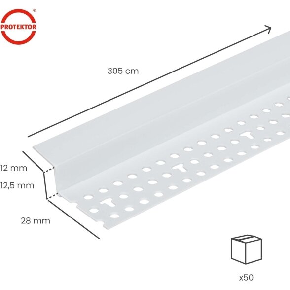 PVC profilis GKP sandūroms "Z", 12mm 305cm 1 PVC profilis GKP sandūroms "Z", 12mm 305cm 1
