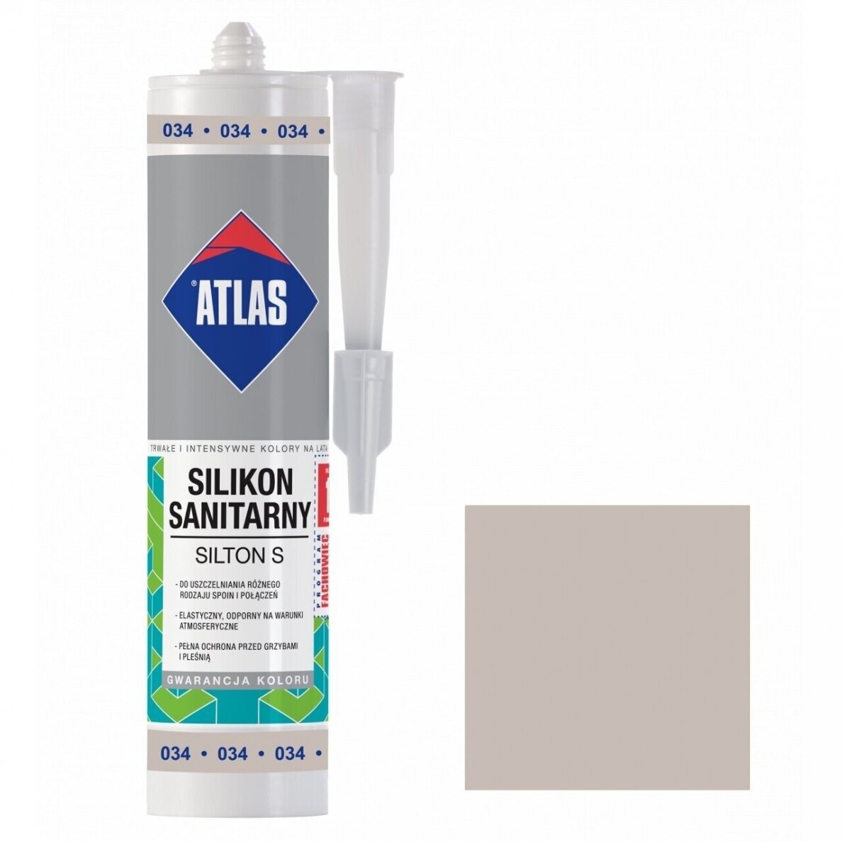 Silikonas ATLAS Silton S 034-N, 280ml šviesiai pilka sp. Silikonas ATLAS Silton S 034-N, 280ml šviesiai pilka sp.