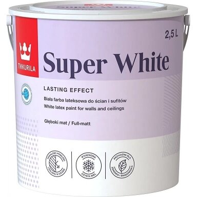 Dažai TIKKURILA Super White, 2,5l Dažai TIKKURILA Super White, 2,5l
