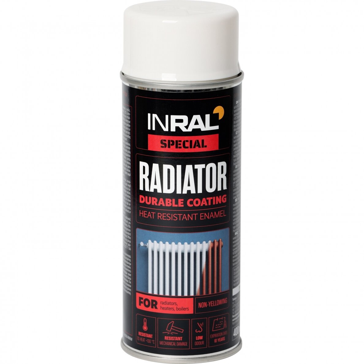 Aerozoliniai dažai radiatoriams INRAL Radiator, 400ml balta sp. Aerozoliniai dažai radiatoriams INRAL Radiator, 400ml balta sp.