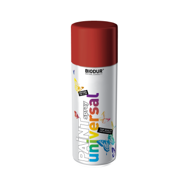 Aerozolinė emalė BIODUR Universal, 400ml tamsiai raudona sp. RAL3002