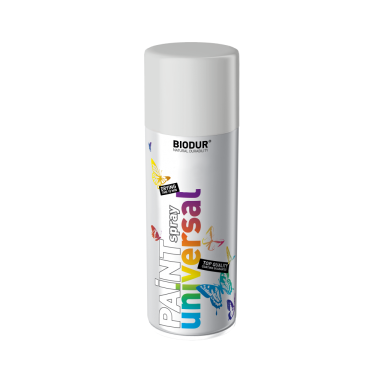 Aerozolinė emalė BIODUR Universal, 400ml sidabrinė sp. RAL9006