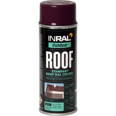 Aerozoliniai dažai stogo dangai INRAL ROOF SPRAY, šokoladinė (RAL8017), 400ml