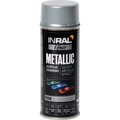 Aerozolinis akrilinis lakas, metallic, sidabrinis INRAL, 400ml