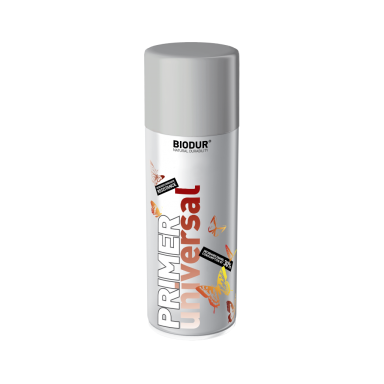 Aerozolinis gruntas BIODUR Primer Universal, 400ml pilka sp. Aerozolinis gruntas BIODUR Primer Universal, 400ml pilka sp.