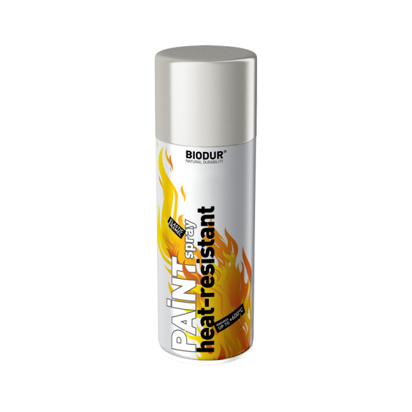 Karščiui atspari emalė BIODUR Heat Resistant, 400ml sidabrinė sp. RAL9006 Karščiui atspari emalė BIODUR Heat Resistant, 400ml sidabrinė sp. RAL9006