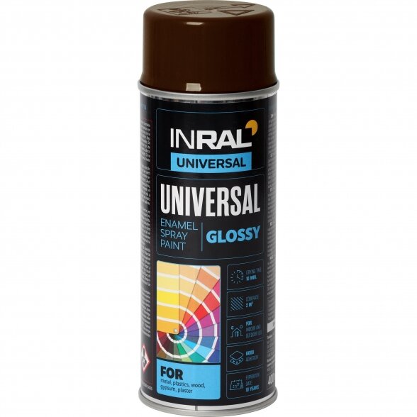 Aerozoliniai dažai INRAL Universal, 400ml šokoladinė sp. Aerozoliniai dažai INRAL Universal, 400ml šokoladinė sp.