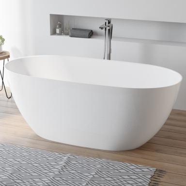 Akmens masės vonia BLU Ara, su persipylimu, 1500x740mm Akmens masės vonia BLU Ara, su persipylimu, 1500x740mm