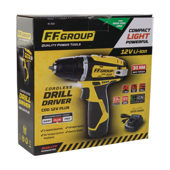 Akumuliatorinis suktuvas-gręžtuvas FF GROUP CDD 12V Plus, 2,0 Ah su priedais 3