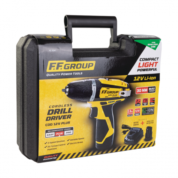Akumuliatorinis suktuvas-gręžtuvas FF GROUP CDD 12V PLUS, 2x2,0Ah su priedais 4