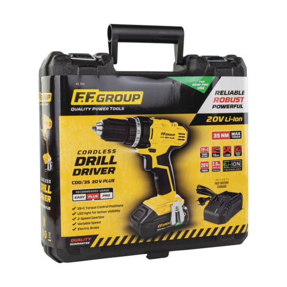 Akumuliatorinis suktuvas-gręžtuvas FF GROUP CDD/35 20V PLUS, 2,0Ah su dėklu 5 Akumuliatorinis suktuvas-gręžtuvas FF GROUP CDD/35 20V PLUS, 2,0Ah su dėklu 5