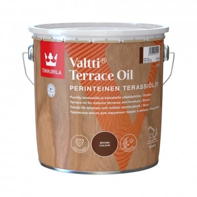 Tirpiklinis medienos aliejus TIKKURILA Valtti Terrace Oil, 2,7l ruda sp. Tirpiklinis medienos aliejus TIKKURILA Valtti Terrace Oil, 2,7l ruda sp.