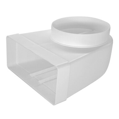 Plastmasinė stačiakampė alkūnė su diametru EUROPLAST KLD29-150, 220x90mm, ø150mm Plastmasinė stačiakampė alkūnė su diametru EUROPLAST KLD29-150, 220x90mm, ø150mm