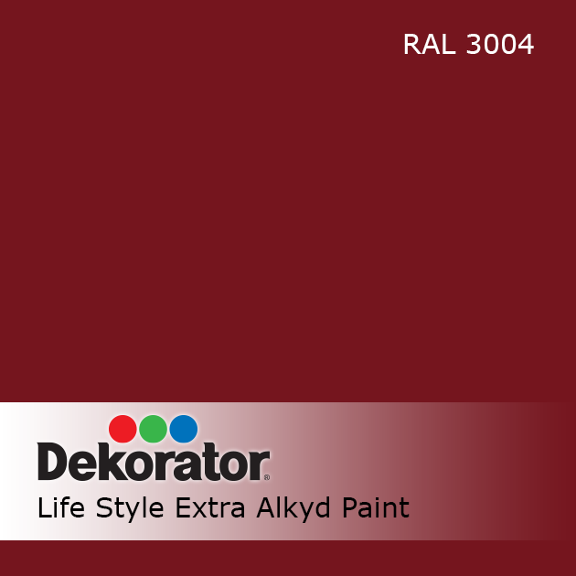 Alkidinė emalė DEKORATOR Extra, 0,75l purpurinė-raudona sp. 1 Alkidinė emalė DEKORATOR Extra, 0,75l purpurinė-raudona sp. 1