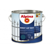 Metalo dažai ALPINA Direkt Auf Rost, 2,5l mėlyni