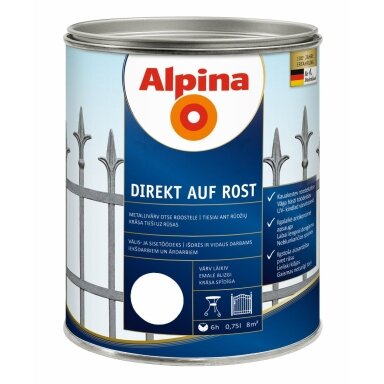 Metalo dažai ALPINA Direkt Auf Rost, 750ml balta sp. Metalo dažai ALPINA Direkt Auf Rost, 750ml balta sp.