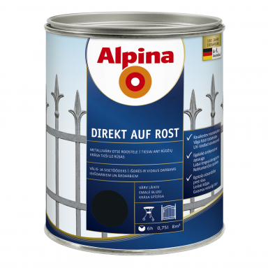 Metalo dažai ALPINA Direkt Auf Rost, 750ml juoda sp. Metalo dažai ALPINA Direkt Auf Rost, 750ml juoda sp.