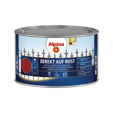 Metalo dažai ALPINA Direkt Auf Rost, 300ml raudona sp. Metalo dažai ALPINA Direkt Auf Rost, 300ml raudona sp.