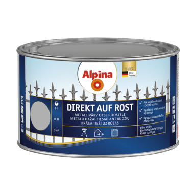 Metalo dažai ALPINA Direkt Auf Rost, 250ml sidabro sp. Metalo dažai ALPINA Direkt Auf Rost, 250ml sidabro sp.