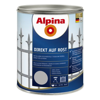 Metalo dažai ALPINA Direkt Auf Rost, 750ml sidabrinė sp. Metalo dažai ALPINA Direkt Auf Rost, 750ml sidabrinė sp.