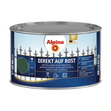Metalo dažai ALPINA Direkt Auf Rost, 250ml žalia sp. Metalo dažai ALPINA Direkt Auf Rost, 250ml žalia sp.