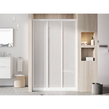 Trijų dalių dušo durys RAVAK Supernova ASDP3, 110x198cm balta ir plastikas Pearl