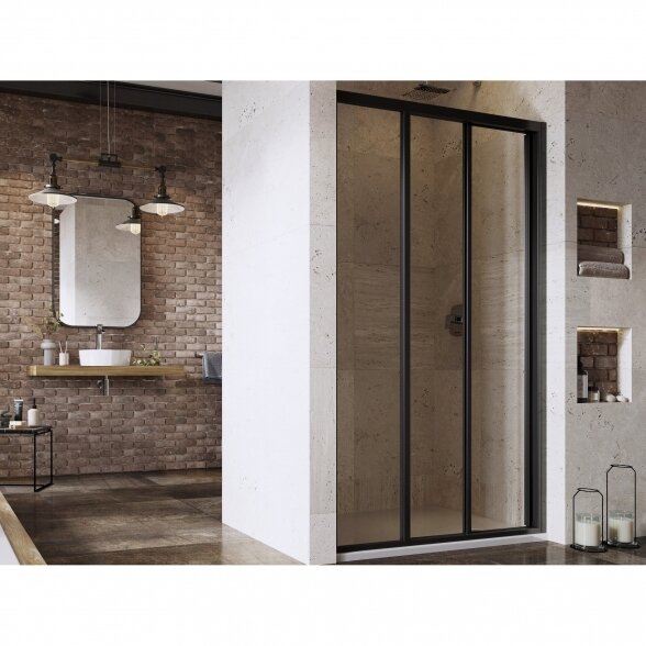 Dušo durys RAVAK Supernova ASDP3, 130x198cm juoda sp. ir skaidrus stiklas Dušo durys RAVAK Supernova ASDP3, 130x198cm juoda sp. ir skaidrus stiklas