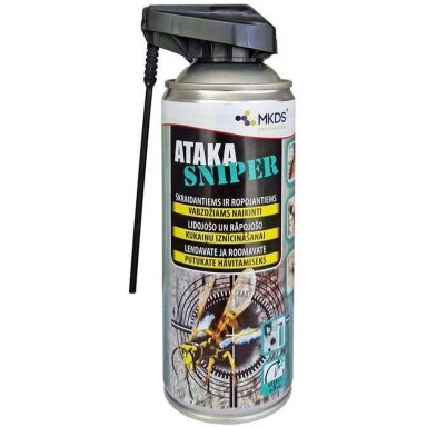 Insekticidas skraidantiems ir ropojantiems vabzdžiams naikinti MKDS Ataka Sniper, 400ml Insekticidas skraidantiems ir ropojantiems vabzdžiams naikinti MKDS Ataka Sniper, 400ml