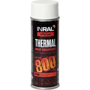 Atsparūs karščiui aerozoliniai dažai INRAL Thermal, 400ml balta sp.