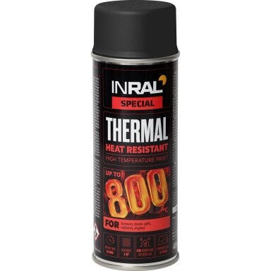 Atsparūs karščiui aerozoliniai dažai INRAL Thermal, 400ml juoda sp.