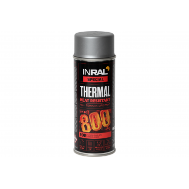 Atsparūs karščiui aerozoliniai dažai INRAL THERMAL aliuminio spalva, 400ml