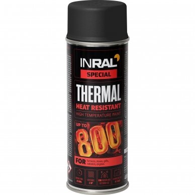 Atsparūs karščiui aerozoliniai dažai INRAL THERMAL juodi, 400ml