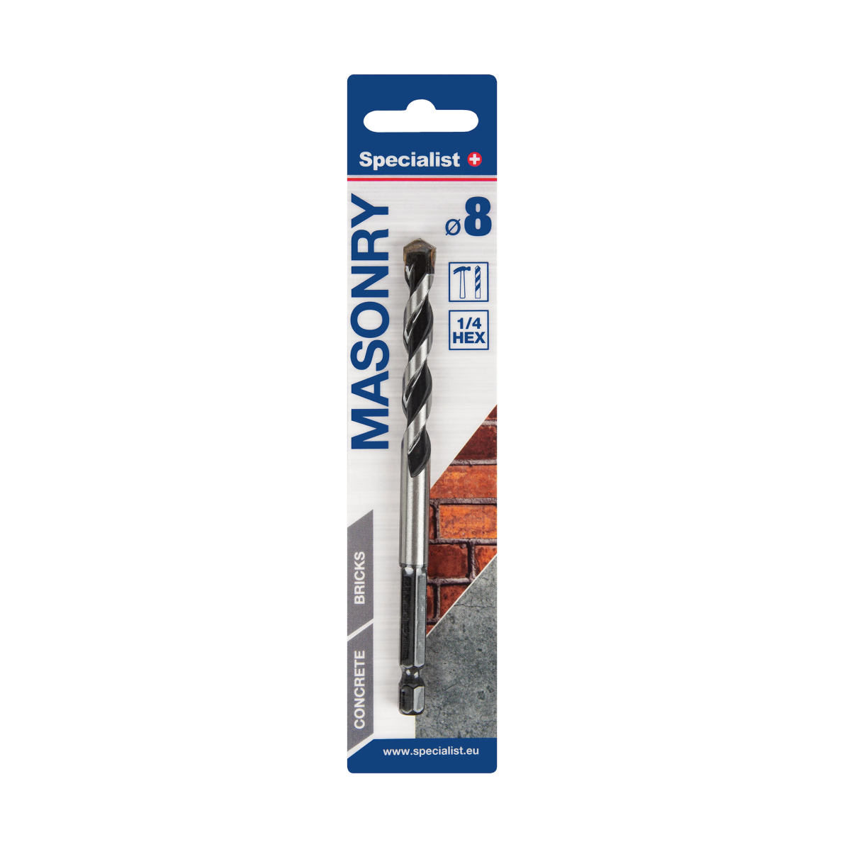 Betono grąžtas SPECIALIST+ Masonry, 8x80/120mm Betono grąžtas SPECIALIST+ Masonry, 8x80/120mm