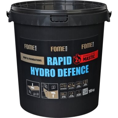 Bituminė hidroizoliacinė mastika FOME FLEX Rapid Hydro Defence Mastic, 18kg Bituminė hidroizoliacinė mastika FOME FLEX Rapid Hydro Defence Mastic, 18kg