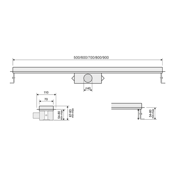 Dušo latakas BIELBET Piksel, 900mm 1 Dušo latakas BIELBET Piksel, 900mm 1