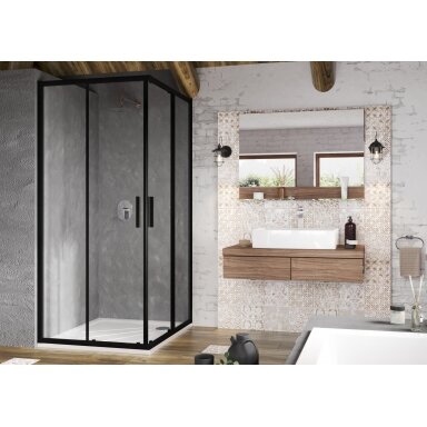 Dušo kabina RAVAK Blix Slim BLSRV2, 90x90cm juoda ir skaidrus stiklas Dušo kabina RAVAK Blix Slim BLSRV2, 90x90cm juoda ir skaidrus stiklas