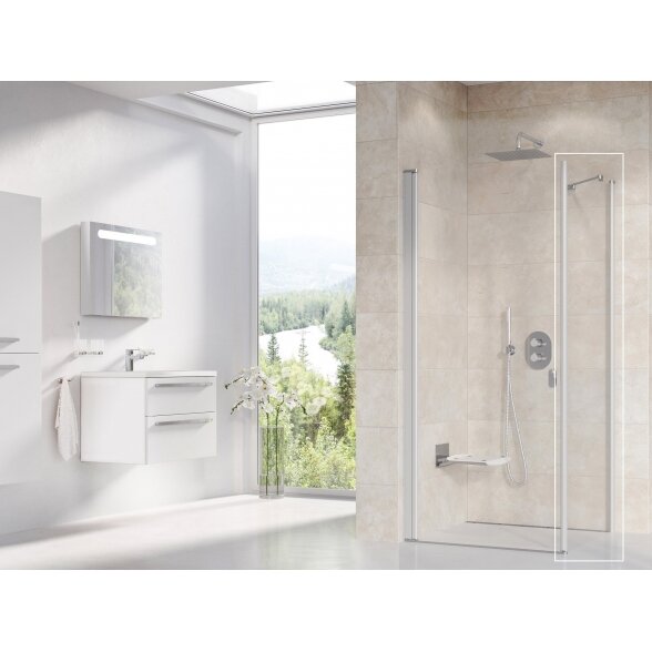 Stacionari sienelė RAVAK Chrome CPS, 90cm satinas ir skaidrus stiklas 1