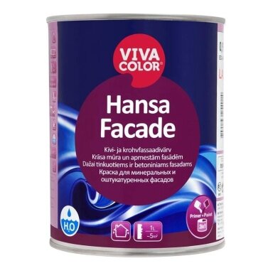 Dažai fasadams VIVACOLOR Hansa Facade A bazė, 0,9l balta sp. Dažai fasadams VIVACOLOR Hansa Facade A bazė, 0,9l balta sp.