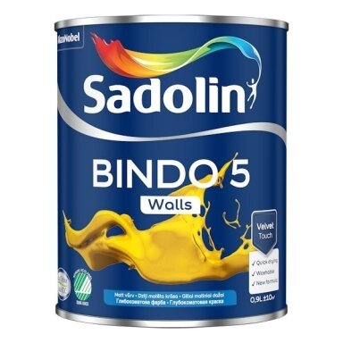 Vidaus dažai SADOLIN Bindo 5 A bazė, 0,9l balta sp. Vidaus dažai SADOLIN Bindo 5 A bazė, 0,9l balta sp.