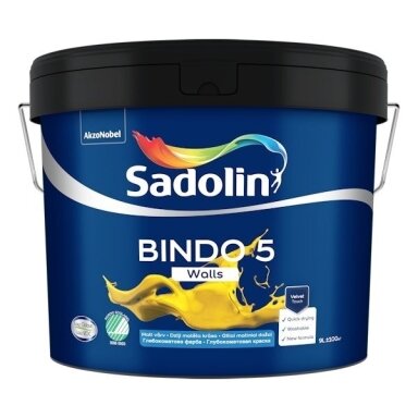 Vidaus dažai SADOLIN Bindo 5 A bazė, 9l balta sp.