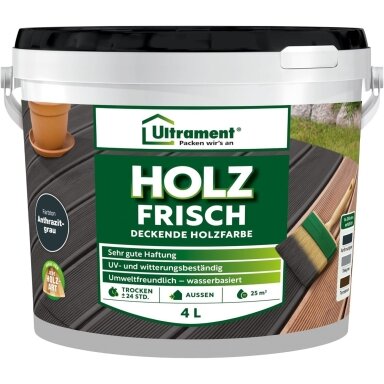 Dažai terasoms ULTRAMENT Holz Frisch, 4l antracito sp. Dažai terasoms ULTRAMENT Holz Frisch, 4l antracito sp.