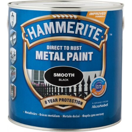 Metalo dažai HAMMERITE Smooth Finish, 250ml sidabriniai