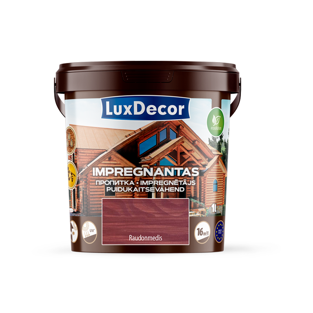 Dekoratyvins medienos impregnantas LUXDECOR, 1l raudonmedžio sp.