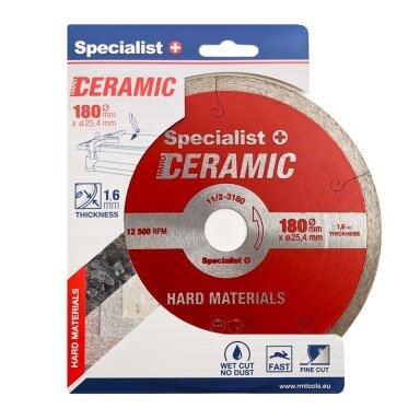 Deimantinis pjovimo diskas SPECIALIST+ Ceramic, 180x1,8x25,4mm