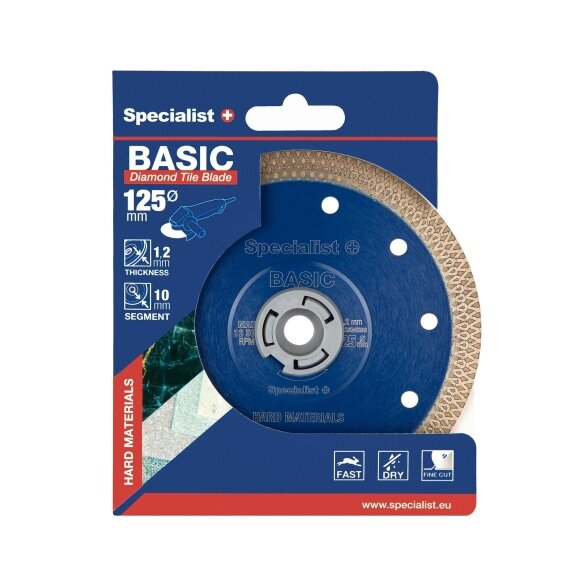 Deimantinis pjovimo diskas SPECIALIST+ Britva Basic, 125x1,2x22mm Deimantinis pjovimo diskas SPECIALIST+ Britva Basic, 125x1,2x22mm