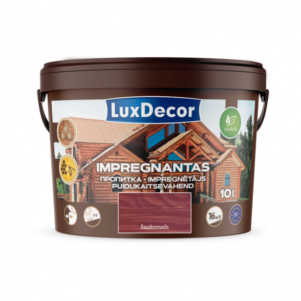 Medienos impregnantas LUXDECOR, 10l raudonmedžio sp. Medienos impregnantas LUXDECOR, 10l raudonmedžio sp.