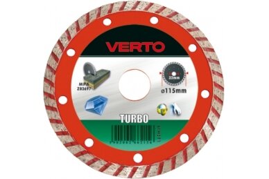 Diskas deimantinis 115x22,2mm (šlapiam-sausam pjovimui) Turbo Verto