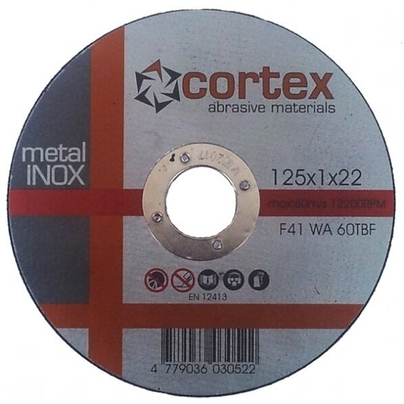 Metalo pjovimo diskas CORTEX WA 60 TBF F41 80m/s, 125x1,6x22,2mm Metalo pjovimo diskas CORTEX WA 60 TBF F41 80m/s, 125x1,6x22,2mm
