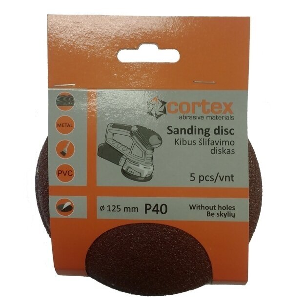 Šlifavimo diskelis CORTEX P40, 125mm 5vnt. Šlifavimo diskelis CORTEX P40, 125mm 5vnt.