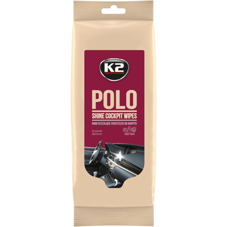 Drėgnos K2 POLO blizgios COCKPIT servetėlės skirtos prietaisų skydeliui Drėgnos K2 POLO blizgios COCKPIT servetėlės skirtos prietaisų skydeliui